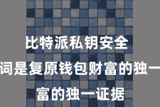比特派私钥安全 助记词是复原钱包财富的独一证据